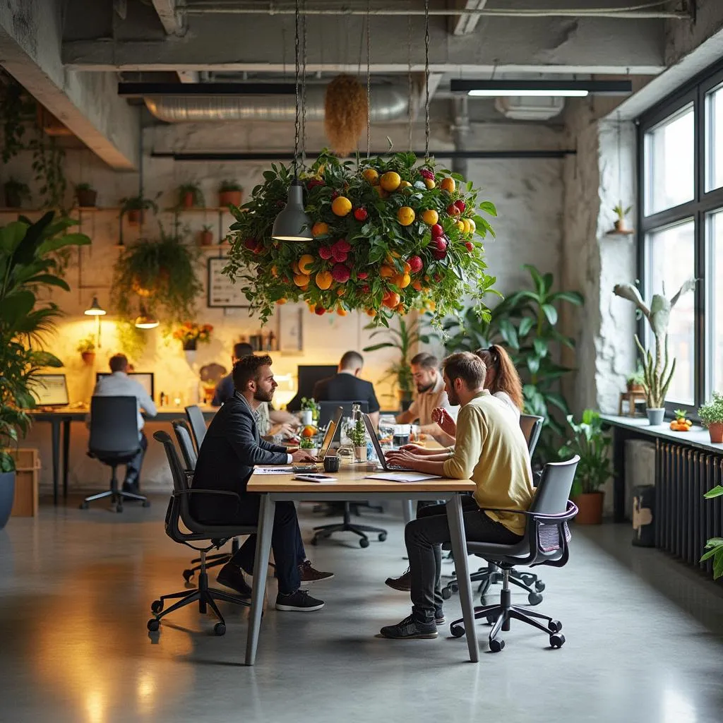 Our team working in modern office space